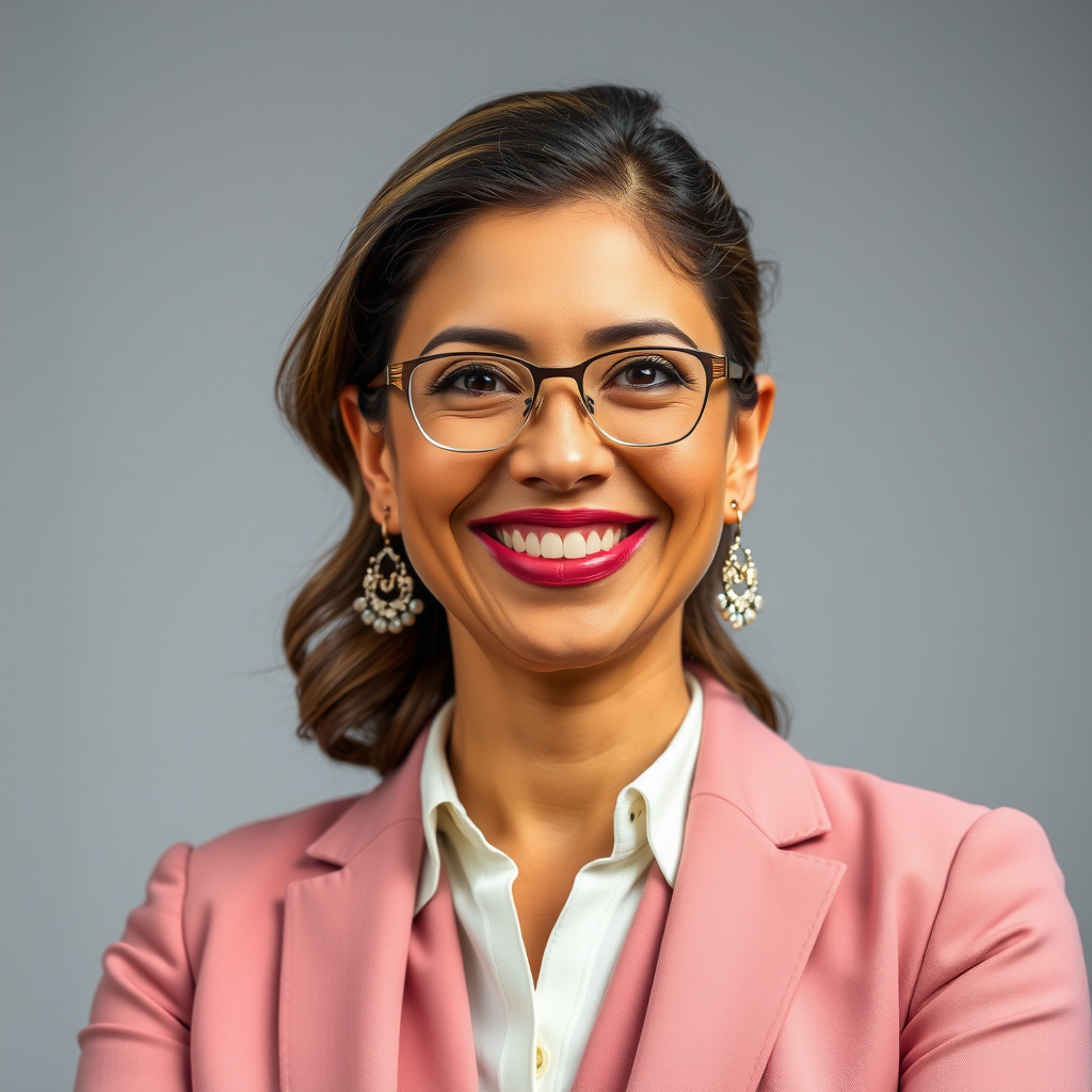 Retrato profissional de Maria Silva, educadora em criptomoedas, com sorriso acolhedor e postura profissional