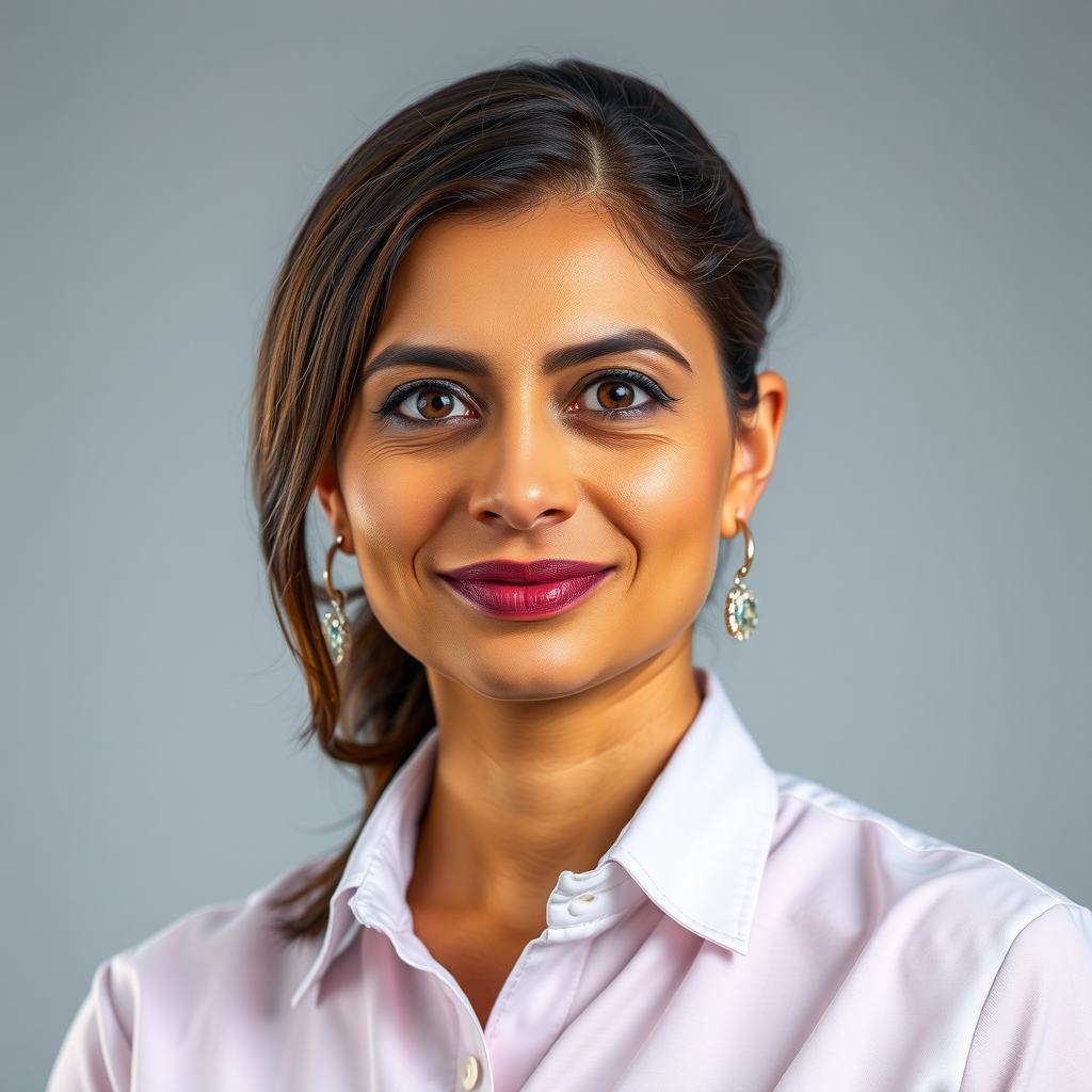 Retrato profissional de Ana Santos, especialista em segurança digital, com expressão confiante e profissional